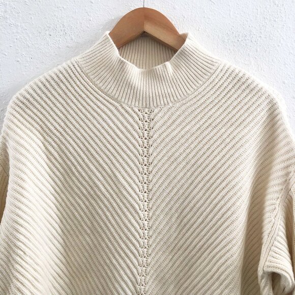 MARINE LAYER Ivory CottonNylon Wool Blend Skylar Turtleneck Sweater Size XL - Picture 4 of 9